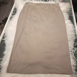 Plus Size Tan Mid-calf Pencil Skirt